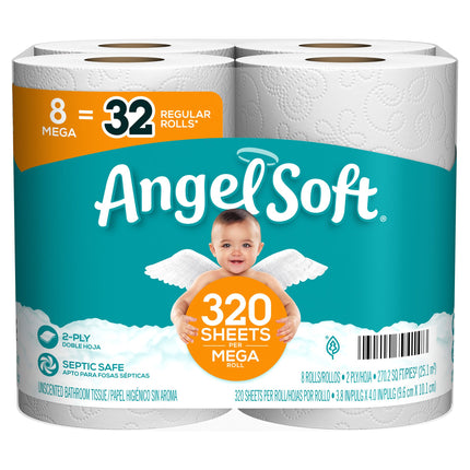 Angel Soft Bathroom Tissue Rolls - 2560 CT 8 Pack