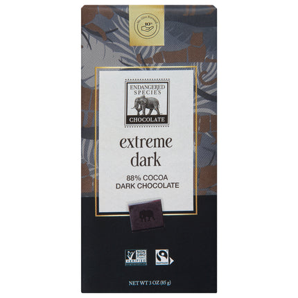 Endangered Species Dark Chocolate With 88% Cocoa - 3 OZ 12 Pack