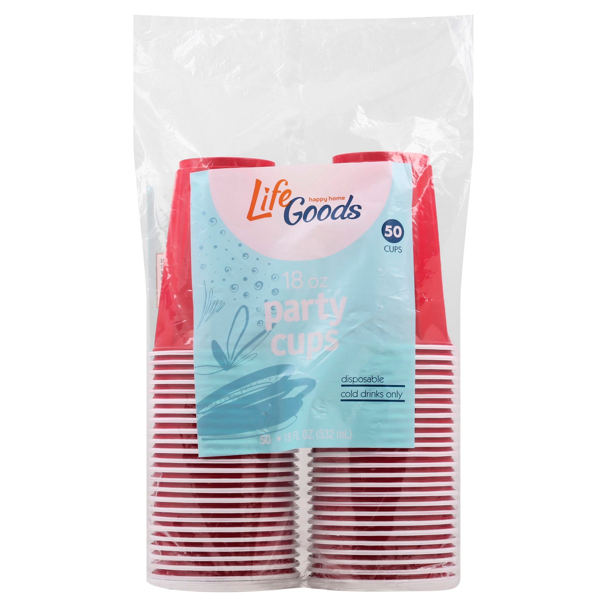 Disposable Party Plastic Cups [100 Pack - 18 Oz.] Red Drinking Cups