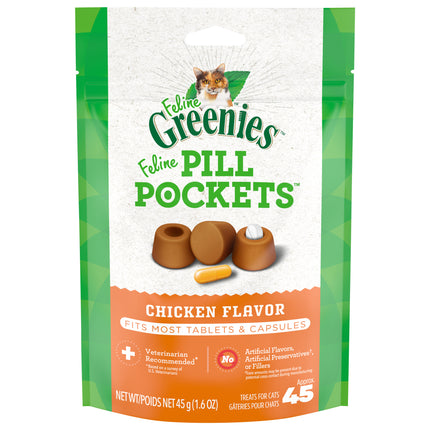 Greenies Feline Chicken Flavor Pill Pockets - 1.6 OZ 6 Pack