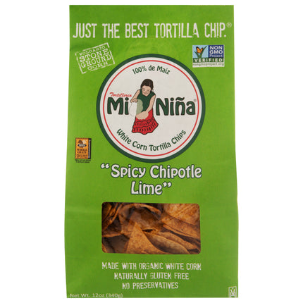 Mi Nina White Corn Spicy Chipotle Lime Tortilla Chips - 12 Oz 9 Pack