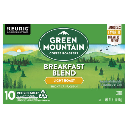 Green Mountain Coffee Roasters Breakfast Blend Single-Serve Keurig K-Cup Pods - 3.1 OZ 6 Pack