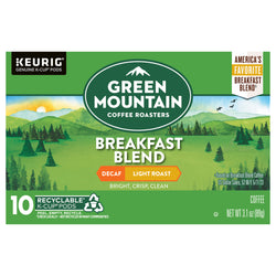 Green Mountain Coffee Roasters Breakfast Blend Decaf Keurig Single-Serve K-Cup pods, Light Roast Coffee - 3.1 OZ 6 Pack