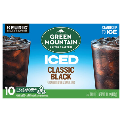 Green Mountain Coffee Roasters ICED Classic Black, Single Serve Keurig K-Cup Pods, Medium Roast Iced Coffee - 4.0 OZ 6 Pack