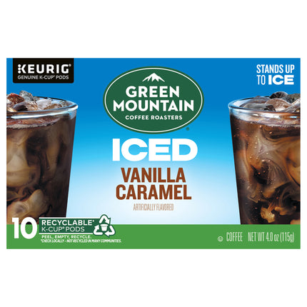 Green Mountain Coffee Roasters ICED Vanilla Caramel, Single Serve Keurig K-Cup Pods, Flavored Iced Coffee - 4.0 OZ 6 Pack