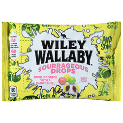 Wiley Wallaby Sourrageous Drops Sour Licorice with a Candy Shell - 1.7 OZ 18 Pack