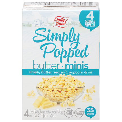 Jolly Time Simply Popped Butter Microwave Popcorn Minis - 6 OZ 12 Pack