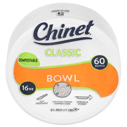 Chinet Classic 16 Ounce Compostable Bowls - 60 CT 6 Pack