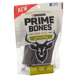Purina Prime Bones Rawhide Free Chew Stick With Wild Venison Large Dog Chews - 9.7 OZ 6 Pack