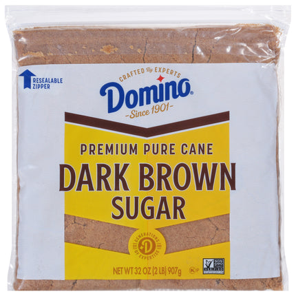 Domino Premium Pure Cane Dark Brown Sugar 2 lb Zipper-pak - 32 OZ 12 Pack