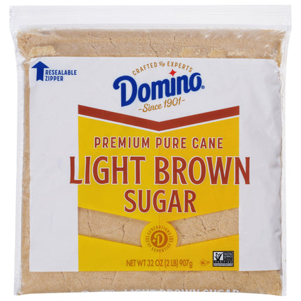 Domino Premium Pure Cane Light Brown Sugar 2 lb Zipper-pak - 32 OZ 12 Pack