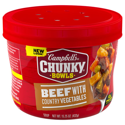 Campbell's Chunky Bowls Beef With Country Vegetables Soup - 15.25 OZ 8 Pack