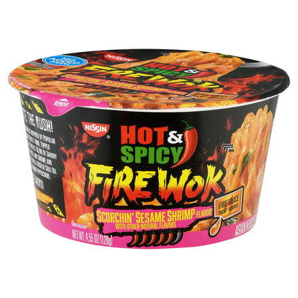 Nissin Fire Wok Hot And Spcy Sesame Shrimp Noodles - 4.55 OZ 6 Pack