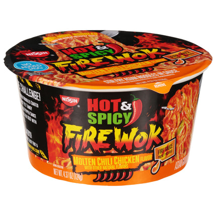 Nissin Fire Wok Hit And Spicy Chili Chicken Asian Noodles in Sauce - 4.37 OZ 6 Pack