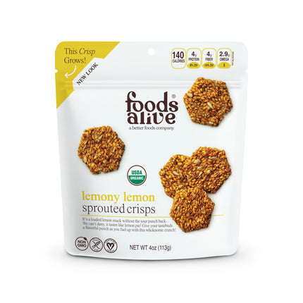 Foods Alive Lemon Chia Crunch Snack Crackers - 4 OZ 6 Pack