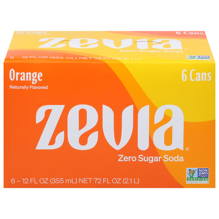 Zevia Zero Sugar Orange Soda 6 - 12 fl oz Cans - 72 FZ 4 Pack