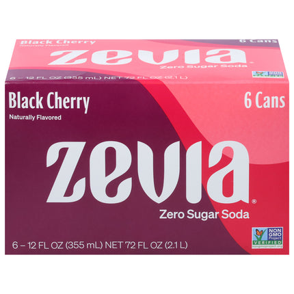 Zevia Zero Sugar Black Cherry Soda 6 - 12 fl oz Cans - 72 FZ 4 Pack