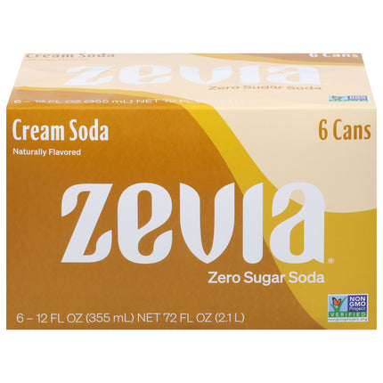 Zevia Zero Sugar Cream Soda 6 - 12 fl oz Cans - 72 FZ 4 Pack