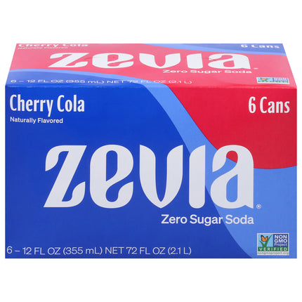 Zevia Zero Sugar Cherry Cola Soda 6 - 12 fl oz Cans - 72 FZ 4 Pack