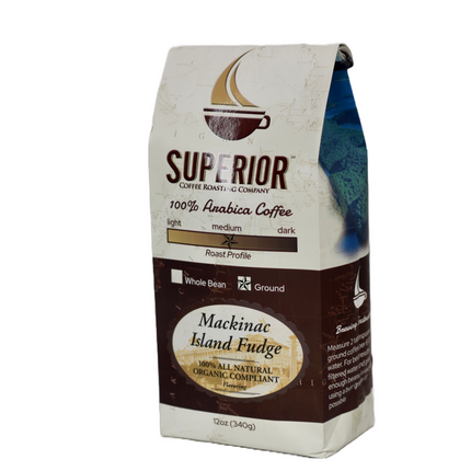 Superior Coffee Roasting Co. Mackinac Island Fudge - All Natural - Ground - 12 OZ 20 Pack