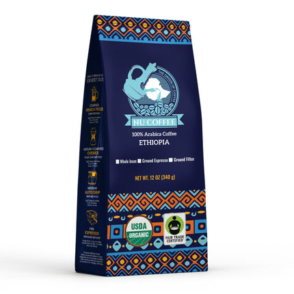 Nu Coffee Organic Sidamo Coffee Beans - 12 OZ 25 Pack