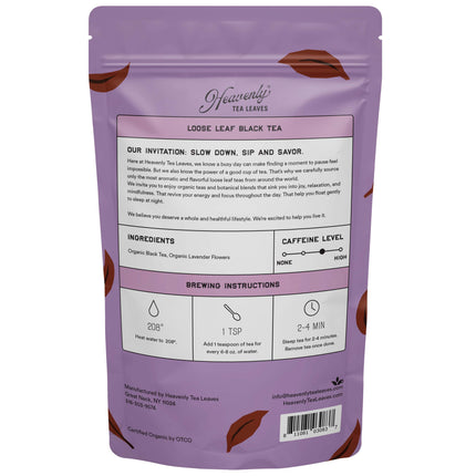 Organic Black Lavender, Bulk Loose Leaf Black Tea, 16 Oz.