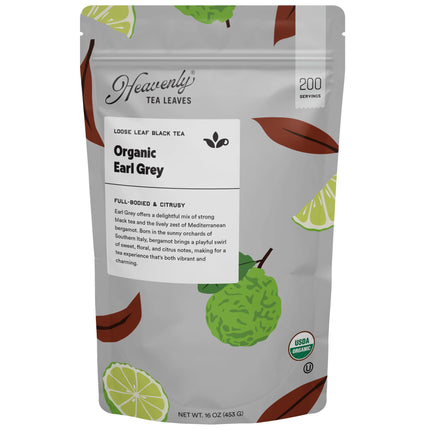 Organic Earl Grey, Bulk Loose Leaf Black Tea, 16 Oz.