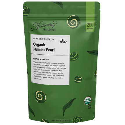 Organic Jasmine Pearl, Bulk Loose Leaf Green Tea, 16 Oz.