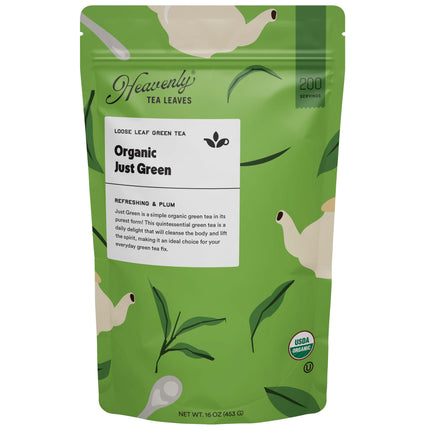 Organic Just Green, Bulk Loose Leaf Green Tea, 16 Oz.