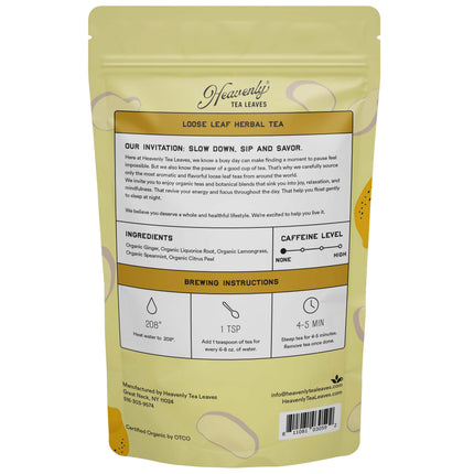 Organic Lemon Ginger, Bulk Loose Leaf Herbal Tisane, 16 Oz.