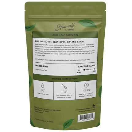 Organic Pure Green, Bulk Loose Leaf Green Tea, 16 Oz.