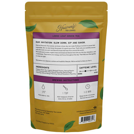 Organic Passion Green, Bulk Loose Leaf Green Tea, 16 Oz.