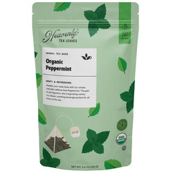 Organic Peppermint, Compostable Pyramid Herbal Tea Bags, 50 Count