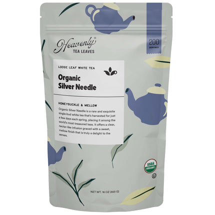 Organic Silver Needle White, Bulk Loose Leaf White Tea, 16 Oz.