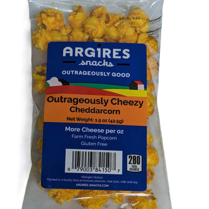 Argires Snacks Outrageously Cheezy Cheddarcorn Popcorn - 1.5 OZ 60 Pack