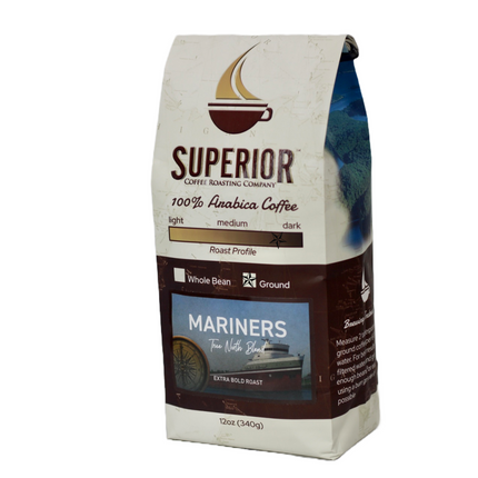 Superior Coffee Roasting Co. Mariners True North - Extra Bold Roast - Ground - 12 OZ 20 Pack