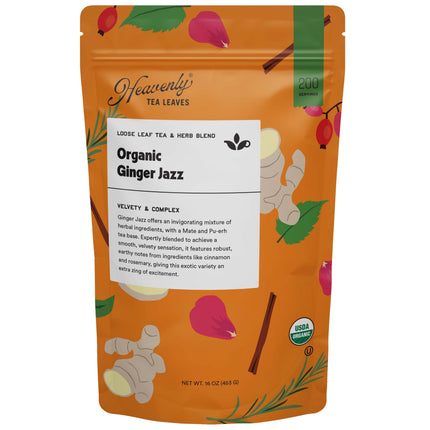 Heavenly Tea Leaves Organic Ginger Jazz, Bulk Loose Leaf Tea & Herb Blend - 1 LB 1 Pack