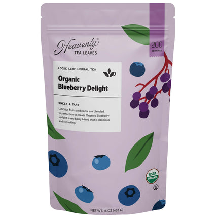 Heavenly Tea Leaves Organic Blueberry Delight, Bulk Loose Leaf Herbal Tisane - 1 LB 1 Pack