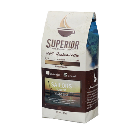 Superior Coffee Roasting Co. Sailors Sunrise - Breakfast Blend - Ground - 12 OZ 20 Pack