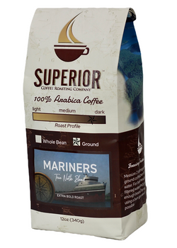 Superior Coffee Roasting Co. Mariners True North - Extra Bold Roast - Whole Bean - 12 OZ 20 Pack