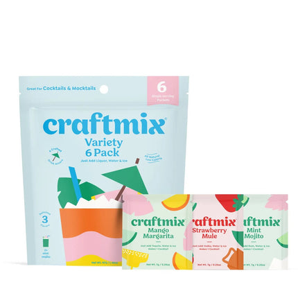 Craftmix Variety Pack 6 Pack (2X Mint Mojito, 2X Mango Margarita, 2X Strawberry Mule) - 1.48 OZ 12 Pack