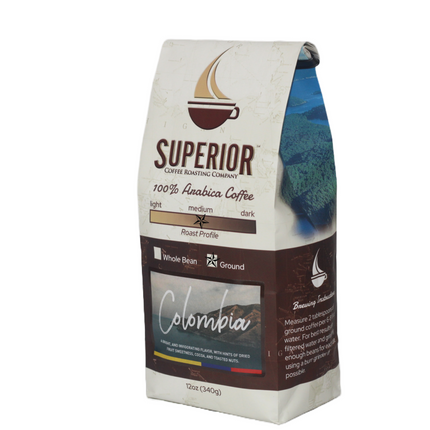 Superior Coffee Roasting Co. Colombian - Single Origin - Ground - 12 OZ 20 Pack