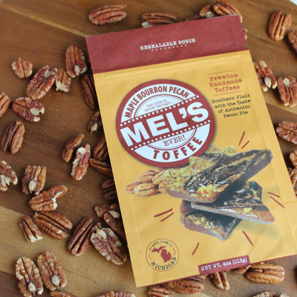 Mel's Toffee Maple Bourbon Pecan Toffee - 4 OZ 12 Pack