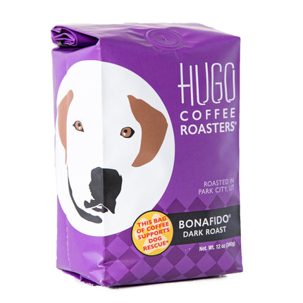 Hugo Coffee Roasters Bonafido Dark Roast, Whole Bean - 12 OZ 6 Pack