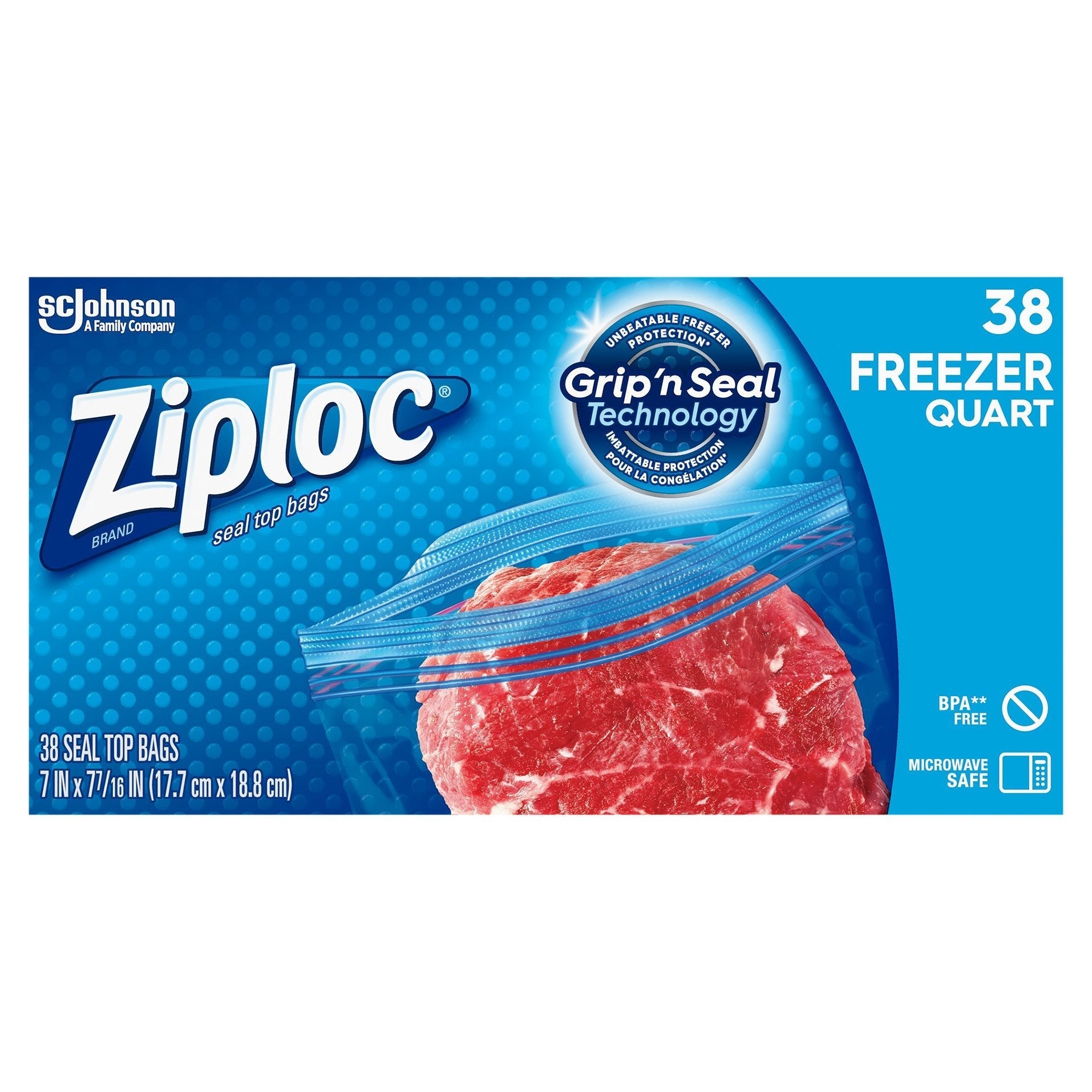 Ziploc Brand Freezer Quart Bags with Grip 'n Seal Technology, 75 Count