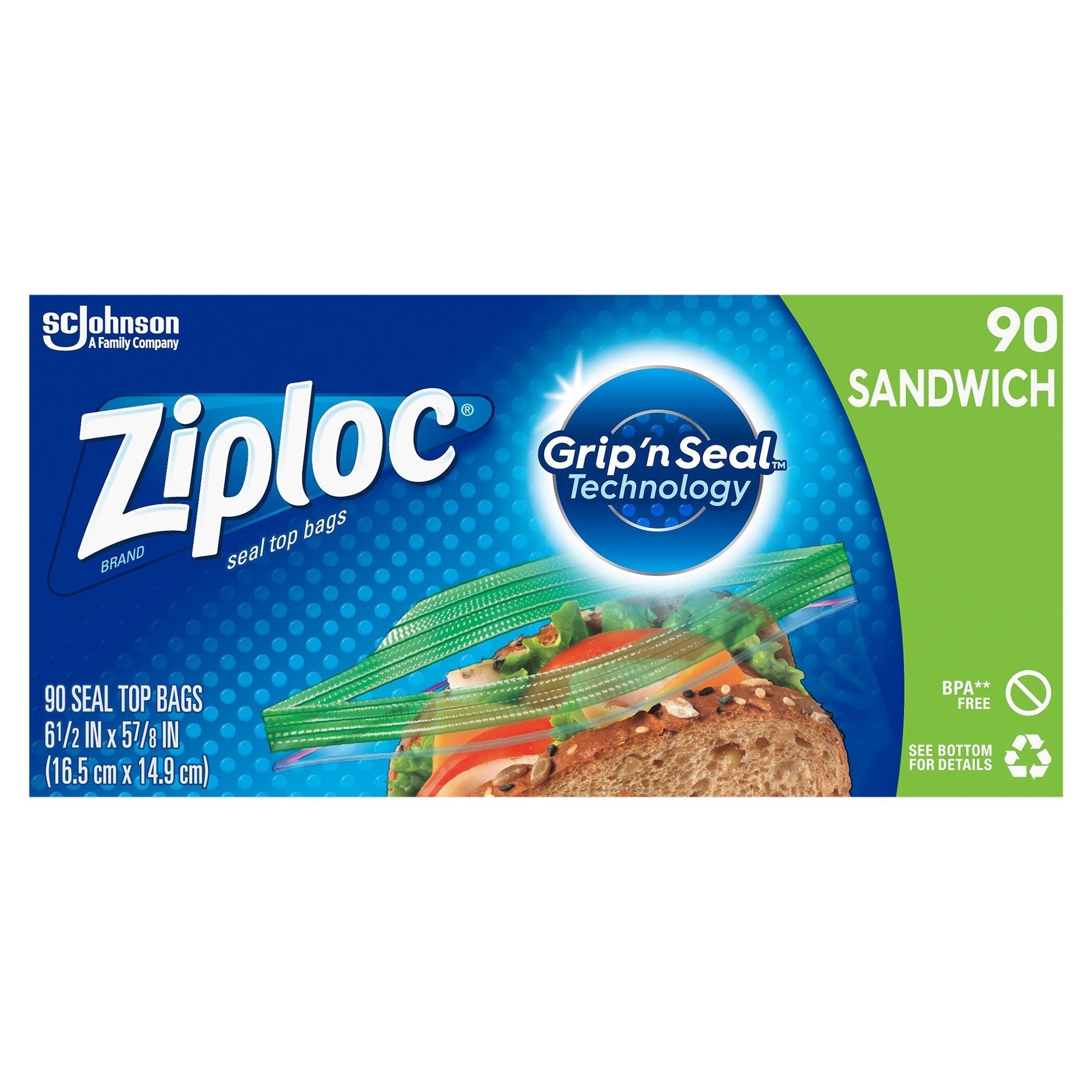  Ziploc Sandwich Bags (90-Count, 12-Pack) : Health & Household