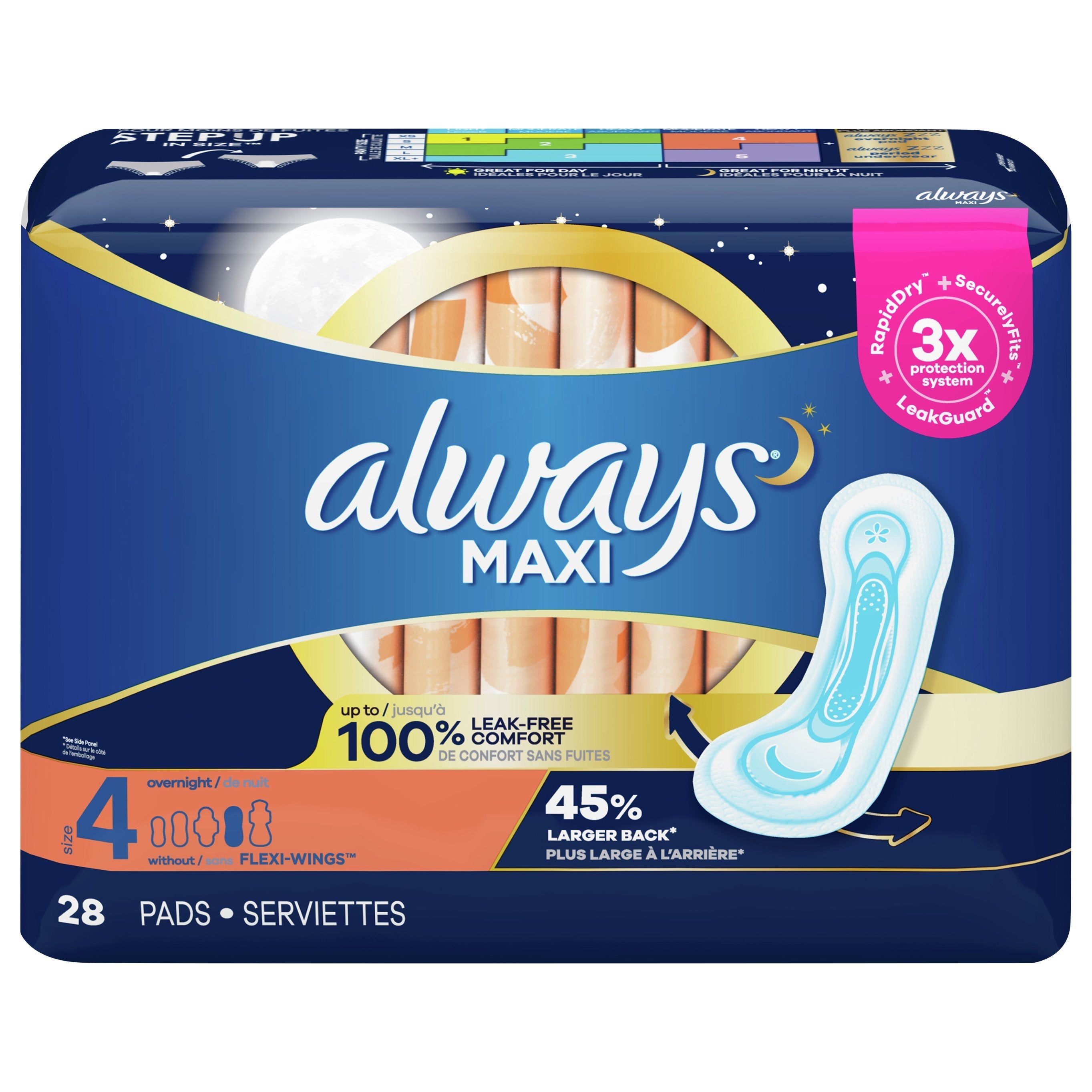 U By Kotex Security Maxi Pads Overnight - 28ct