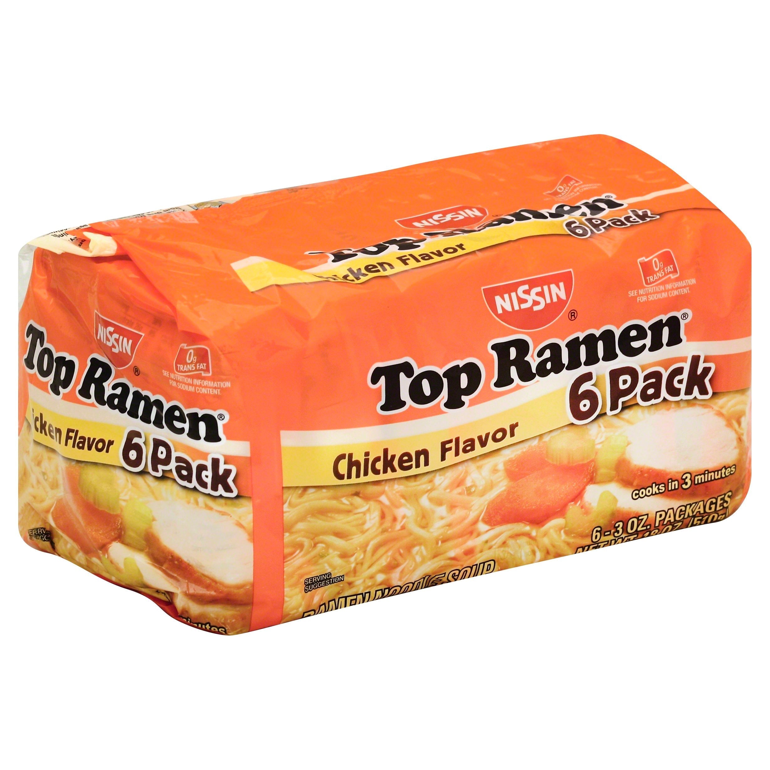 Nissin Top Ramen The Original Chicken Flavor Ramen Noodle Soup, 18 oz, 6  count