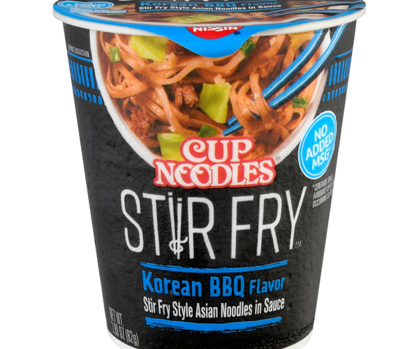 Nissin Cup Noodles Stir Fry Korean BBQ Flavor Asian Noodles in Sauce 2.89  oz. Cup 