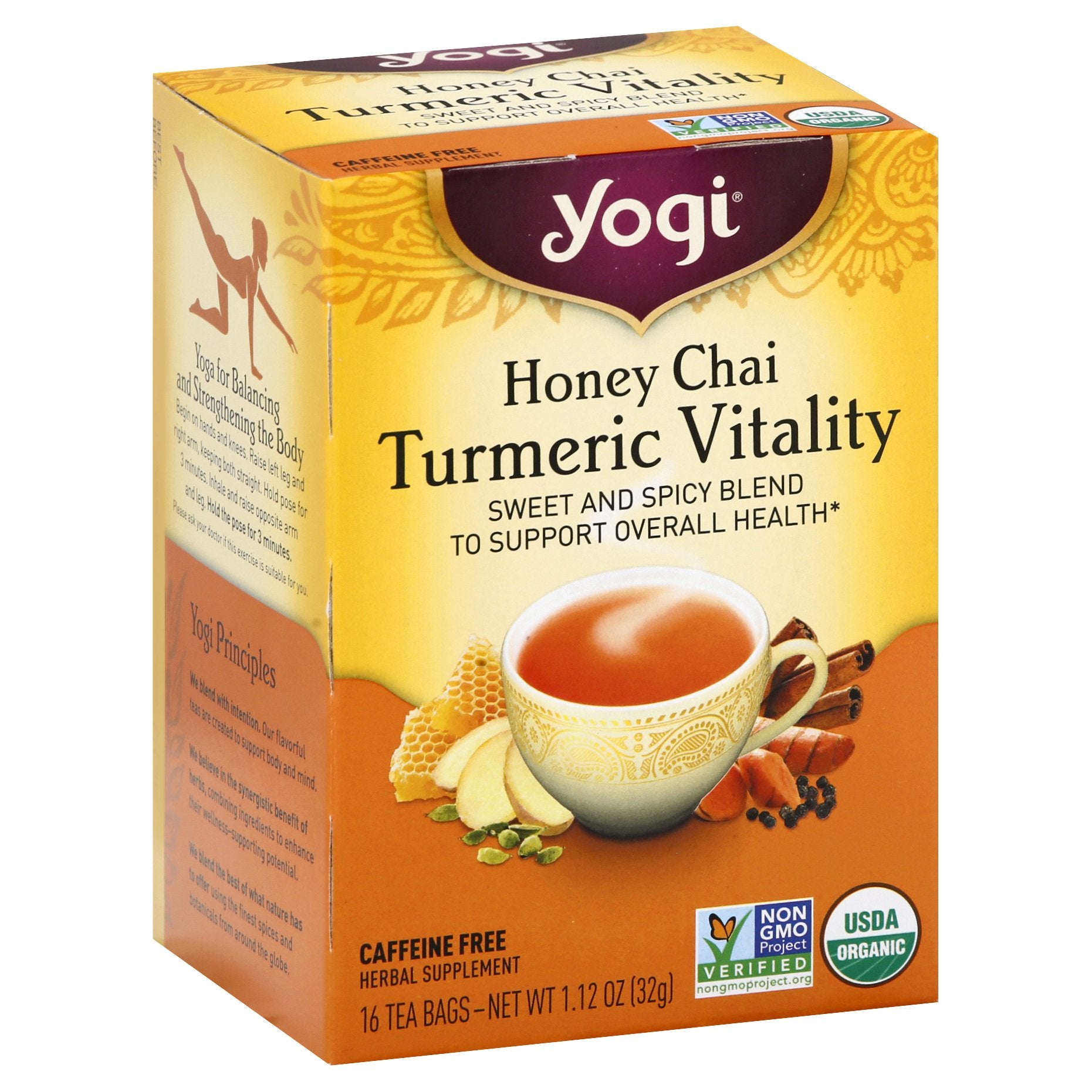 Yogi Organic Honey Chai Turmeric Vitality Tea - 16 CT 6 Pack ...